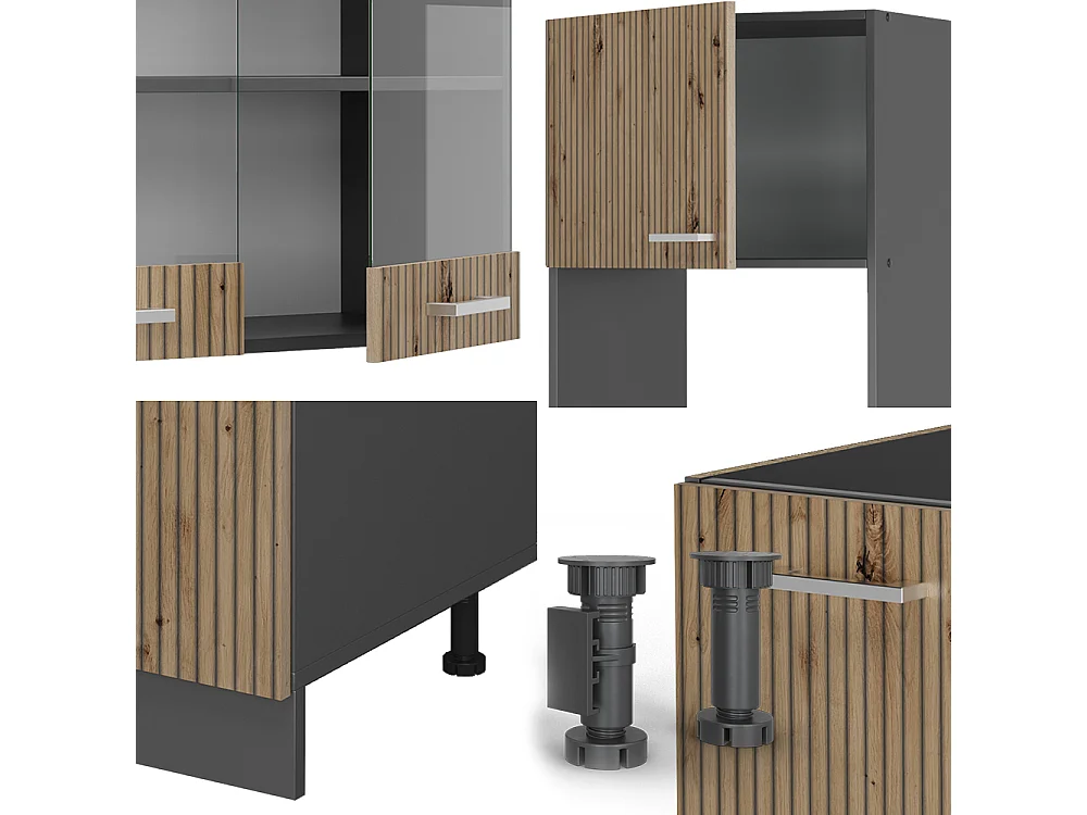 Eckküche artisan eiche/anthrazit 247x60x81.6 r-line