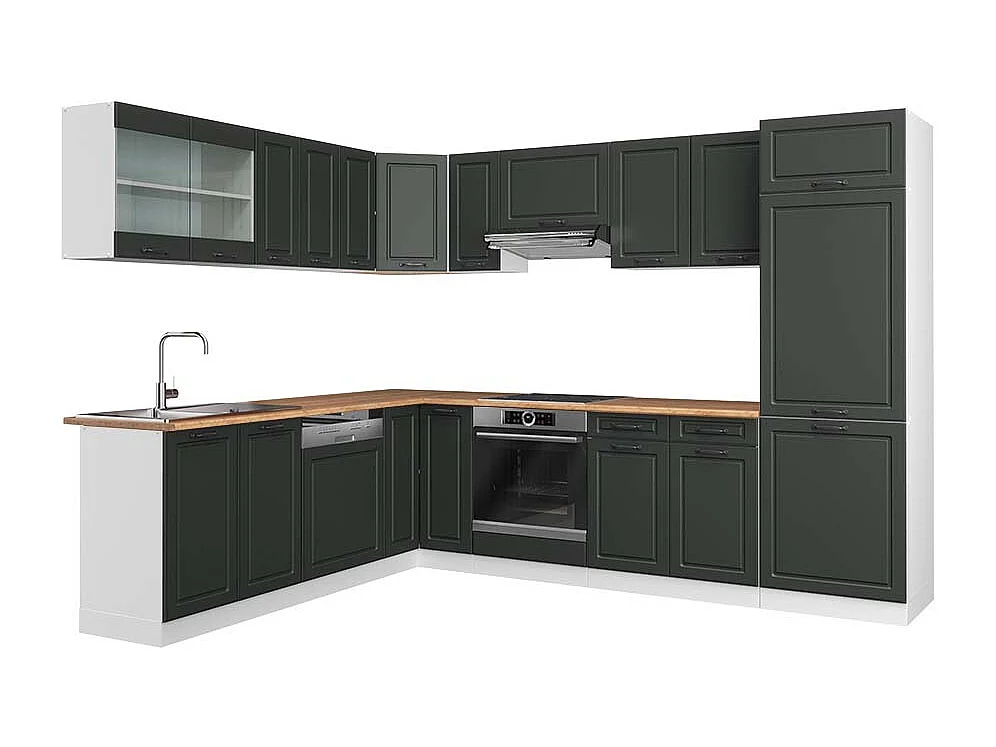 Cuisine en angle anthracite maison de campagne/blanc 287x60x81.6 r-line