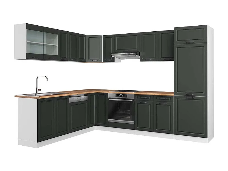 Cuisine en angle anthracite maison de campagne/blanc 287x60x81.6 r-line