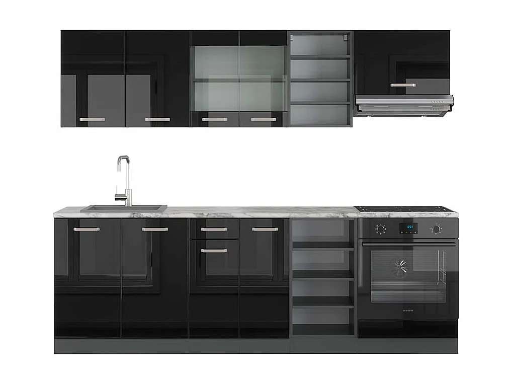 Cuisine noir brillant/anthracite 240x60x81.6 r-line