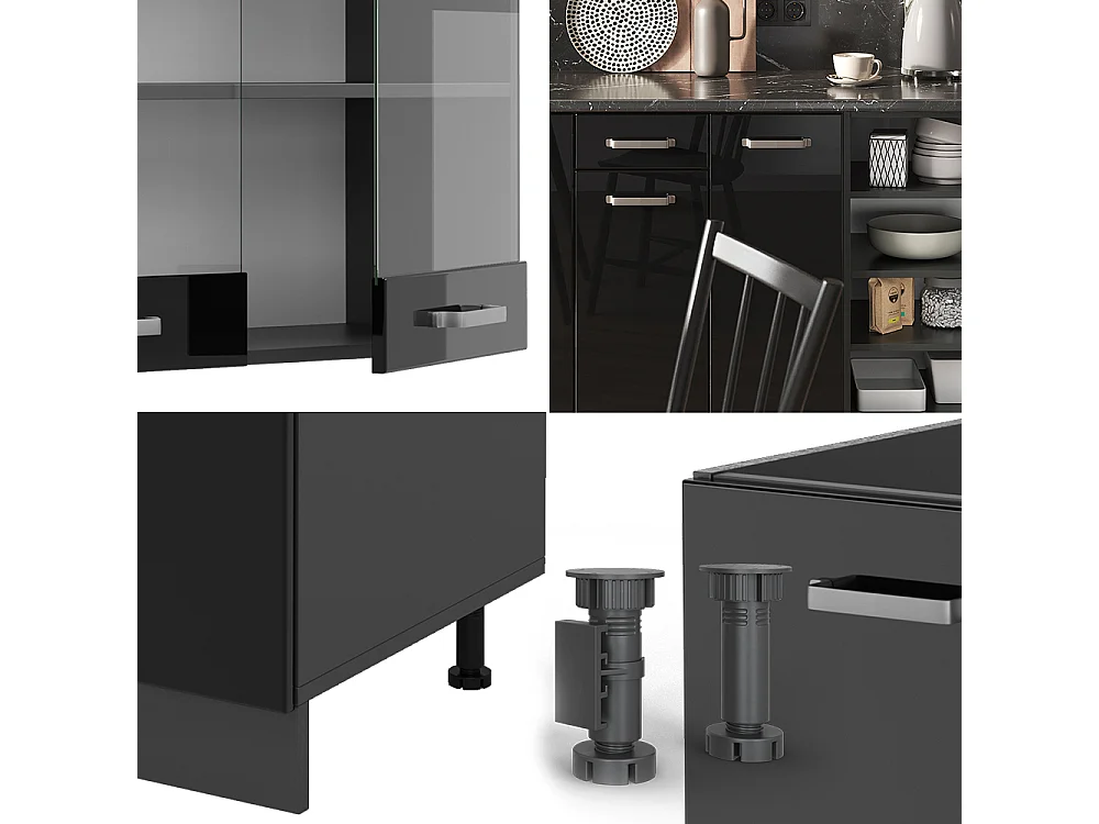 Cuisine noir brillant/anthracite 240x60x81.6 r-line