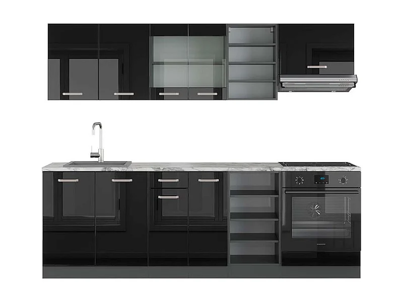 Cuisine noir brillant/anthracite 240x60x81.6 r-line