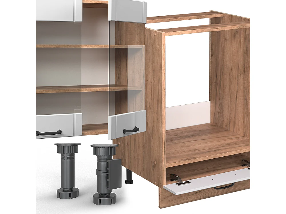 Cuisine en angle blanc campagne 347x46x81.6 fame-line