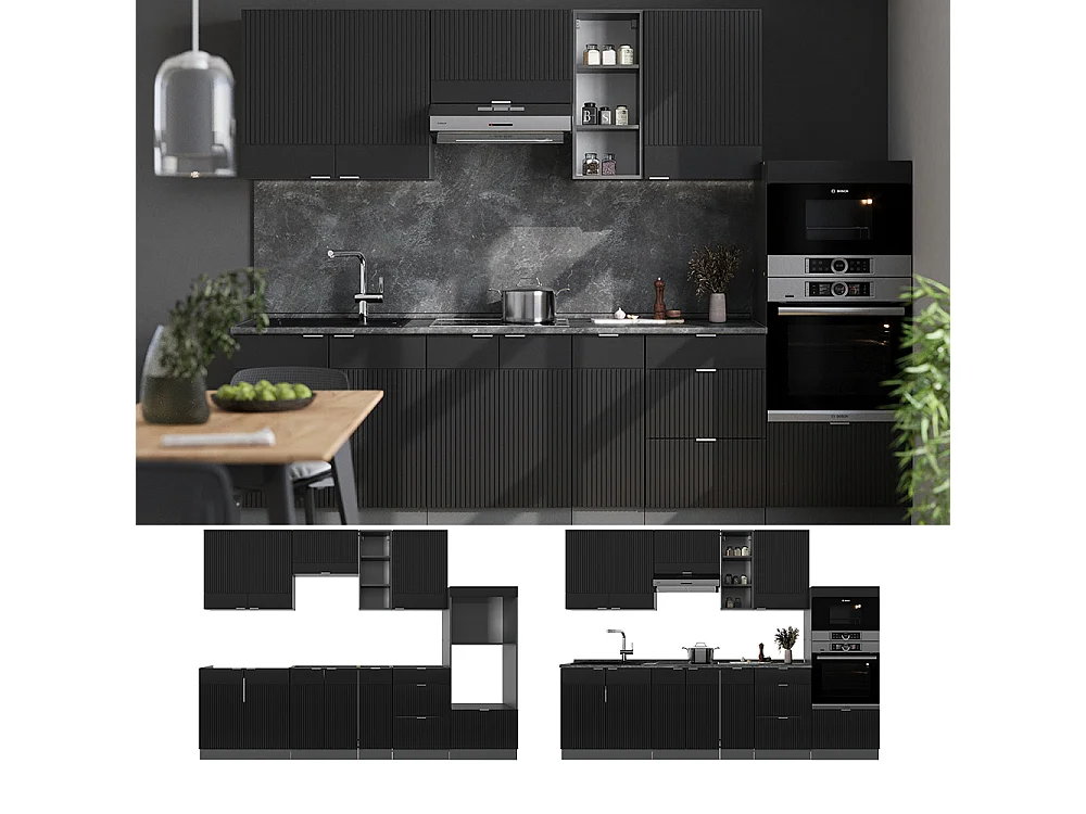Cuisine noir rayé/anthracite 280x46x81.6 fame-line