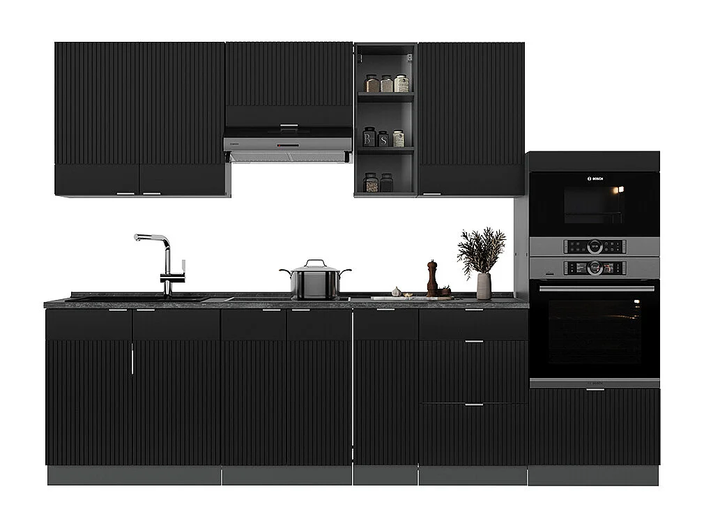Cuisine noir rayé/anthracite 280x46x81.6 fame-line