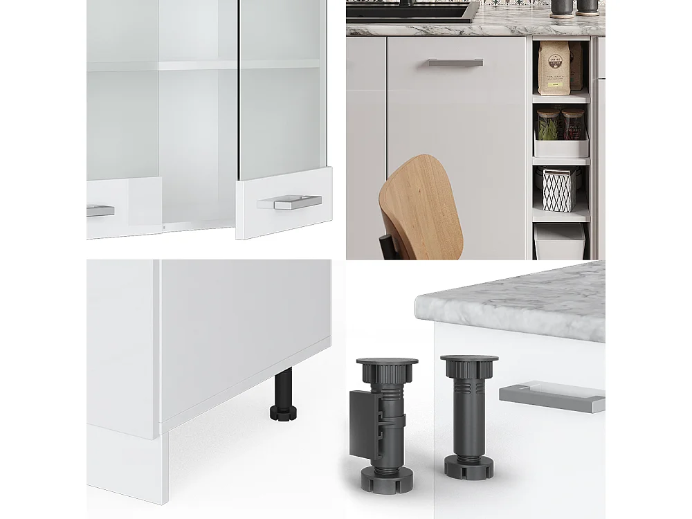 Cocina versátil blanco alto brillo/blanco 160x60x81.6 r-line