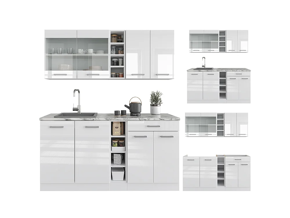 Cuisine blanc brillant/blanc 160x60x81.6 r-line