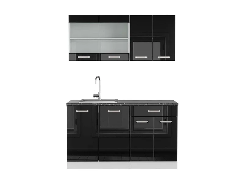 Cocina versátil negro brillo/blanco 140x60x81.6 r-line