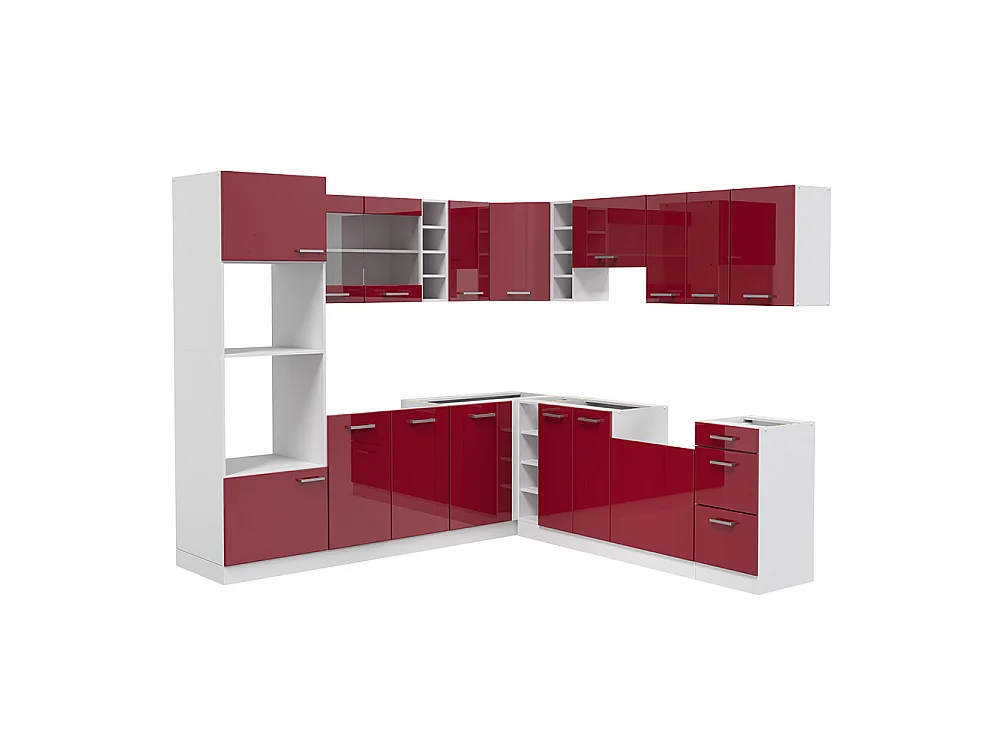 Hjørnekøkken rød højglans/hvid 247x60x81.6 r-line
