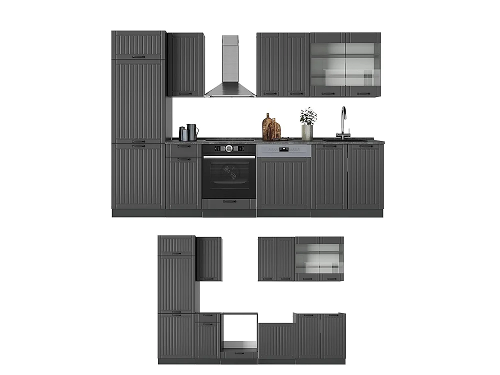 Kök mörkgrå 300x60x81.6 fame-line