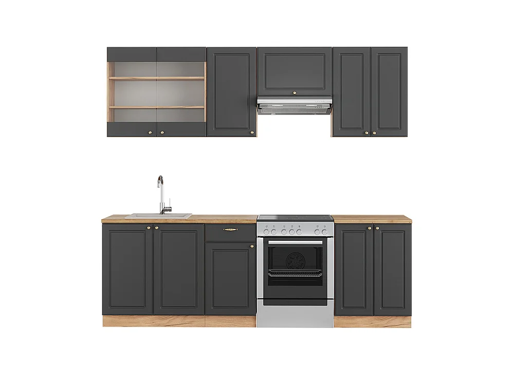 Aneks kuchenny anthracite country house/gold kraft oak 240x60x81.6 fame-line