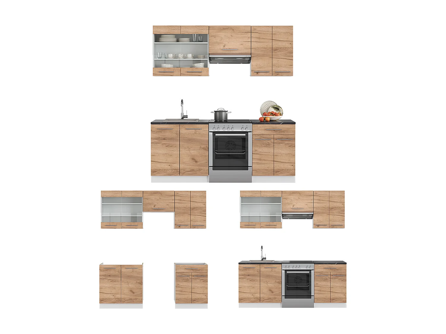Cuisine chêne doré/blanc 200x60x81.6 fame-line