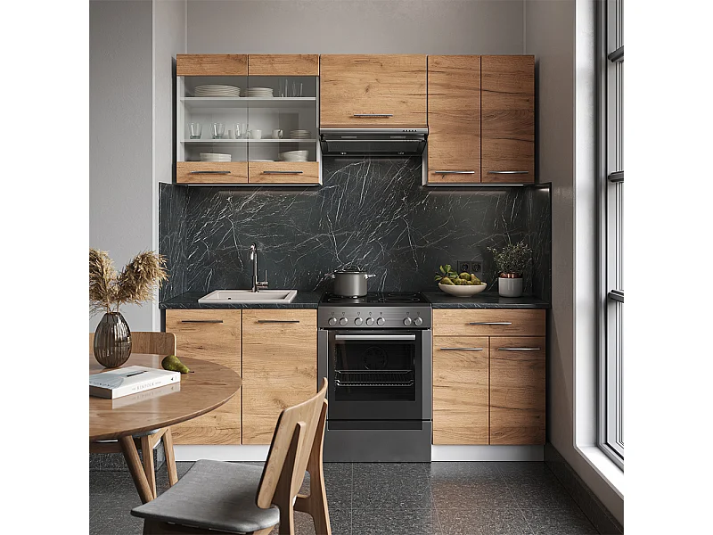 Küchenzeile goldkraft eiche/weiß 200x60x81.6 fame-line