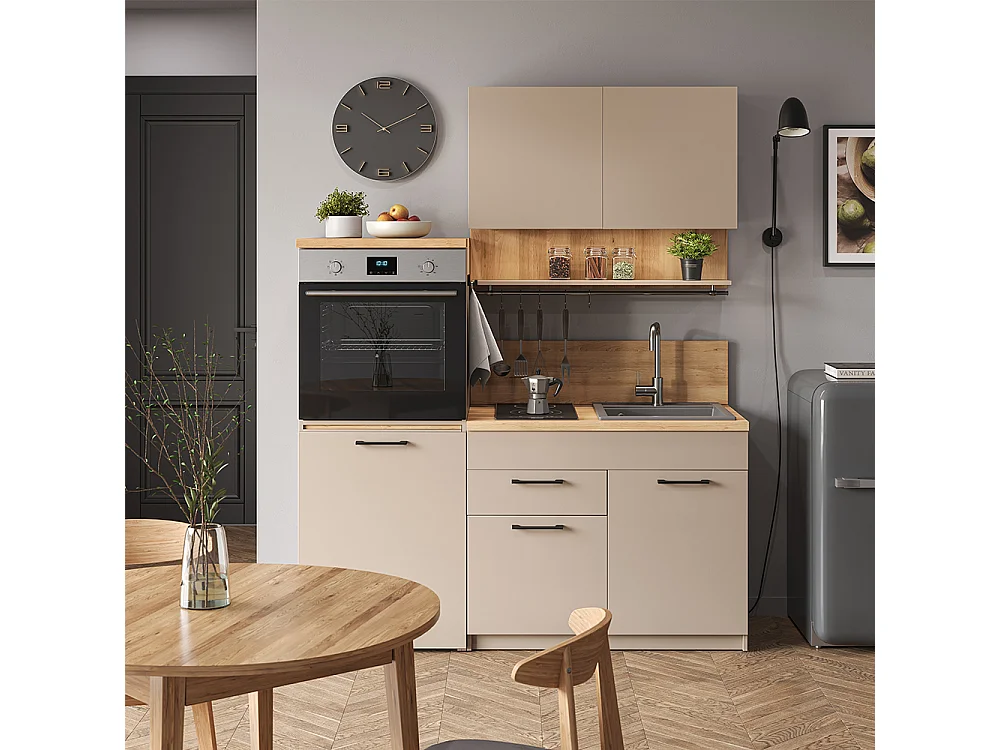 Cocina para solteros gris 160x60x81.6 egbert