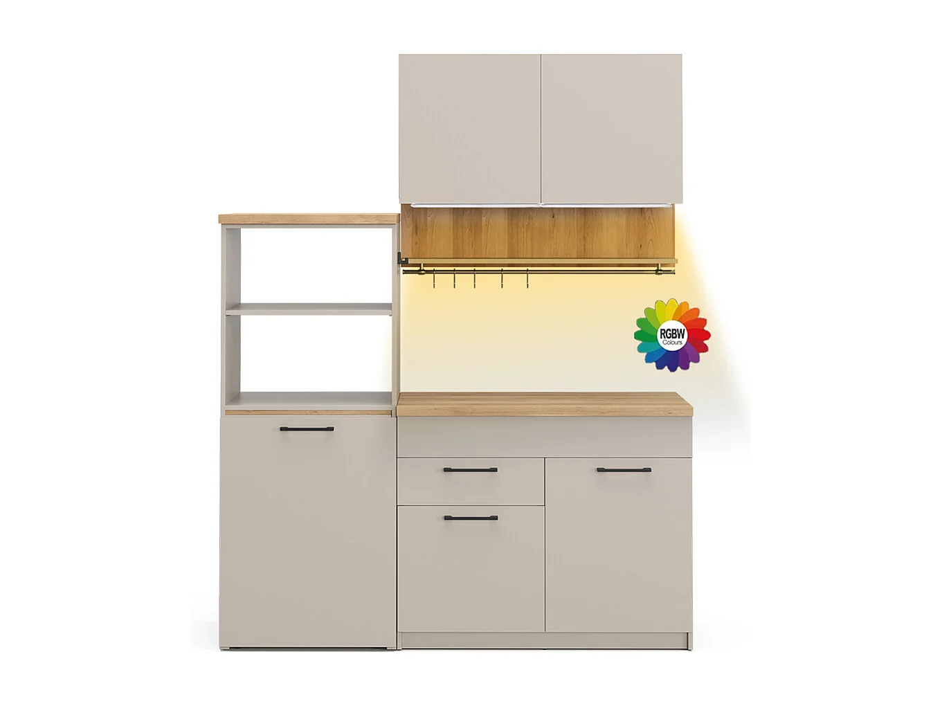 Cocina para solteros gris 160x60x81.6 egbert