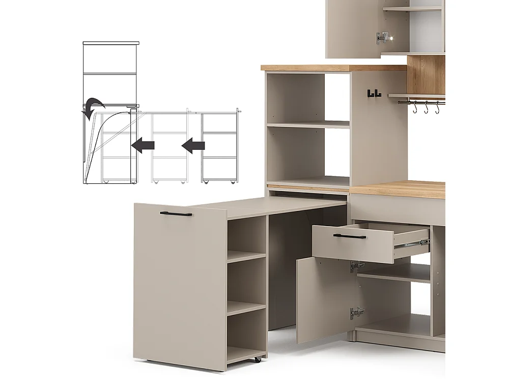 Cocina para solteros gris 160x60x81.6 egbert