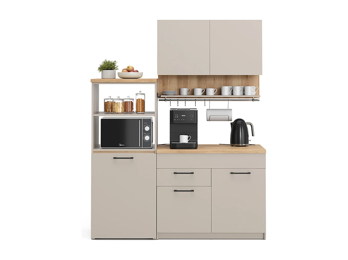Cocina para solteros gris 160x60x81.6 egbert