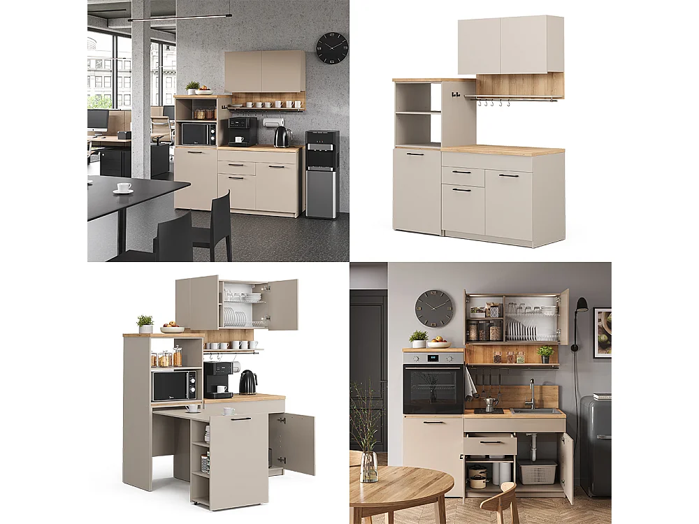 Cocina para solteros gris 160x60x81.6 egbert