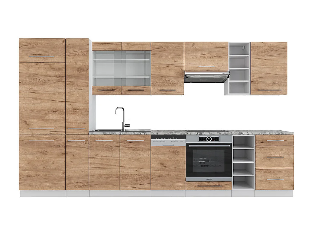 Zabudowa kuchenna gold power dąb/biały 355x60x81.6 fame-line