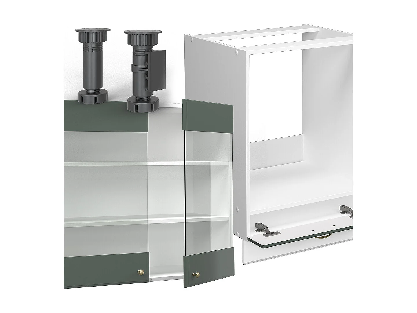 Cucina angolare completa verde-oro country house/bianco 287x60x81.6 fame-line