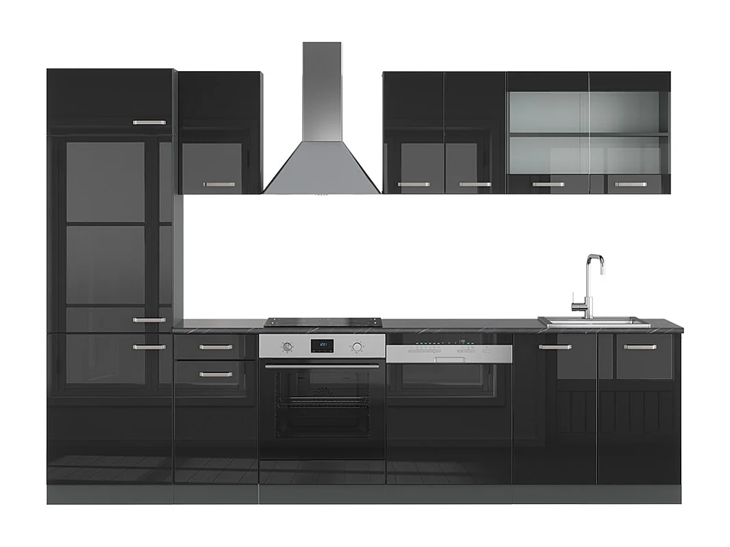 Cuisine noir brillant/anthracite 300x46x81.6 r-line