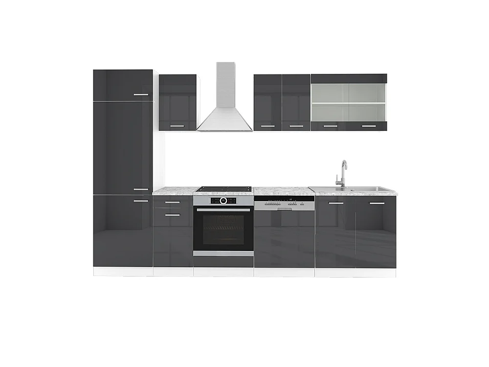 Aneks kuchenny antracytowy wysoki połysk/biały 300x60x81.6 r-line