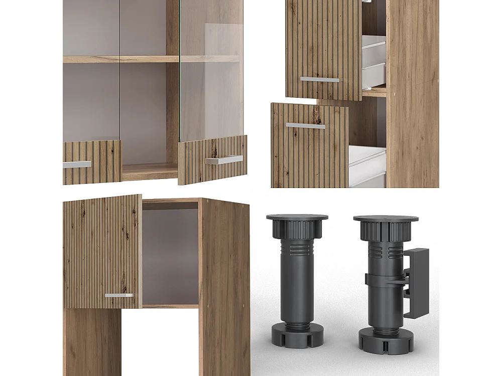 Mueble de cocina roble artesanal/roble dorado 350x60x81.6 r-line