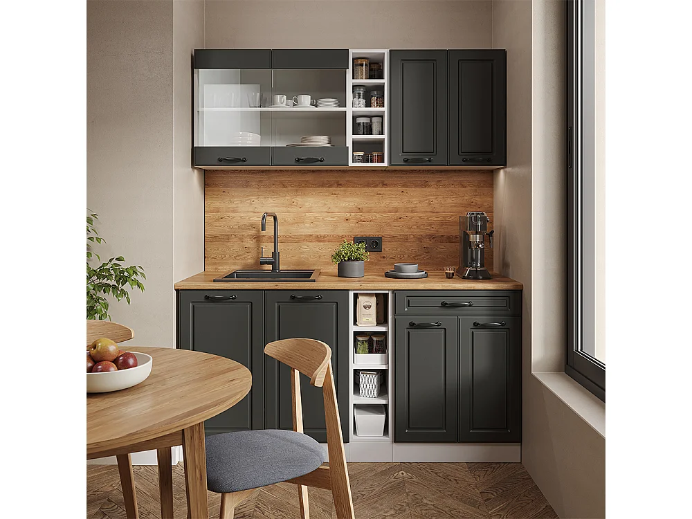 Cucina completa antracite casa di campagna/bianco 160x46x81.6 r-line