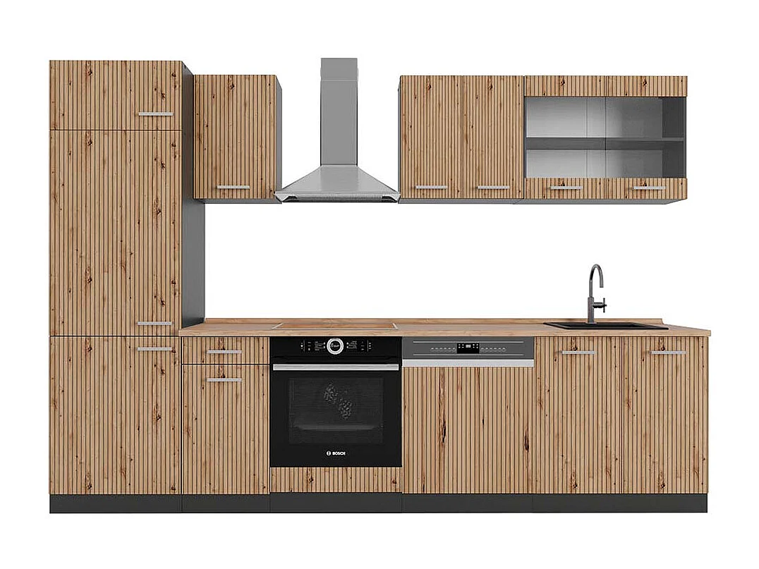 Cucina componibile rovere artigianale/antracite 300x60x81.6 r-line