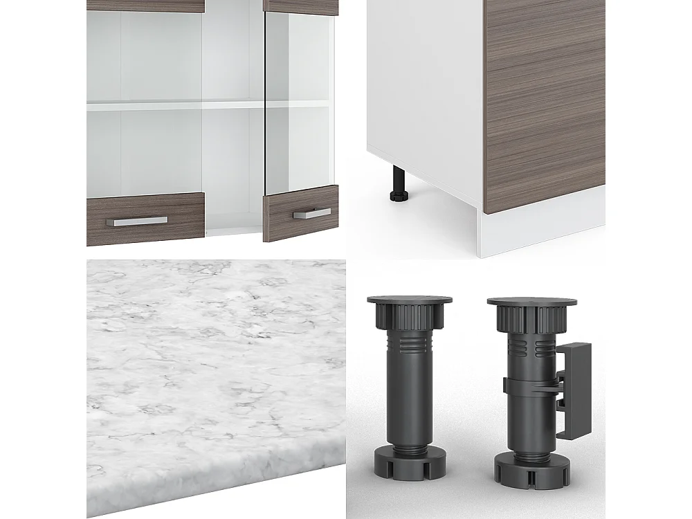 Cucina componibile grigio prezioso/bianco 300x46x81.6 r-line