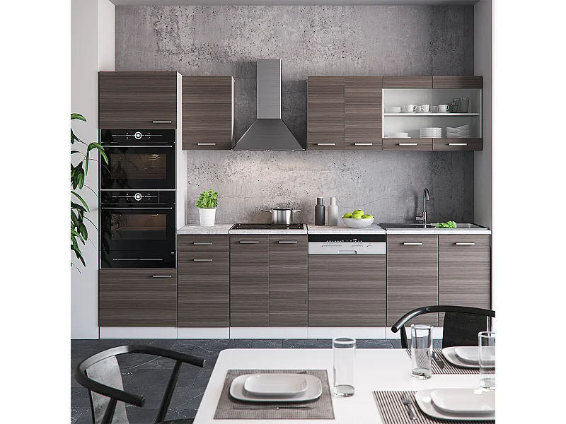 Cucina componibile grigio prezioso/bianco 300x46x81.6 r-line