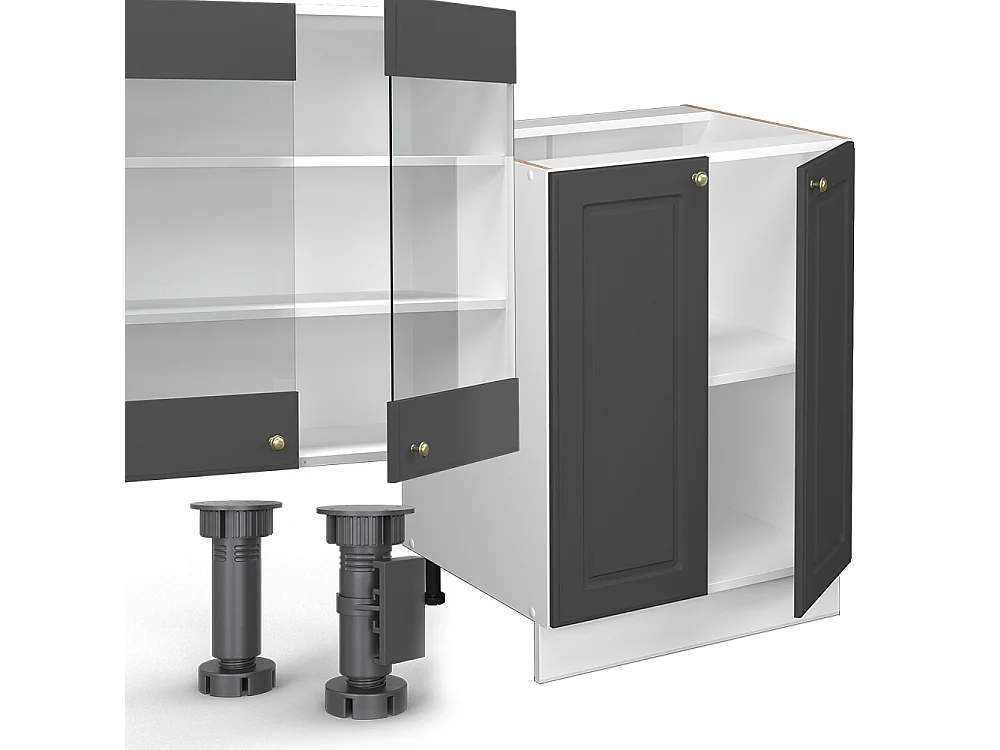 Mueble de cocina antracita-oro/blanco 300x46x81.6 fame-line