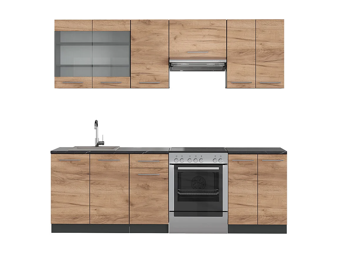 Cuisine chêne doré/anthracite 240x60x81.6 fame-line