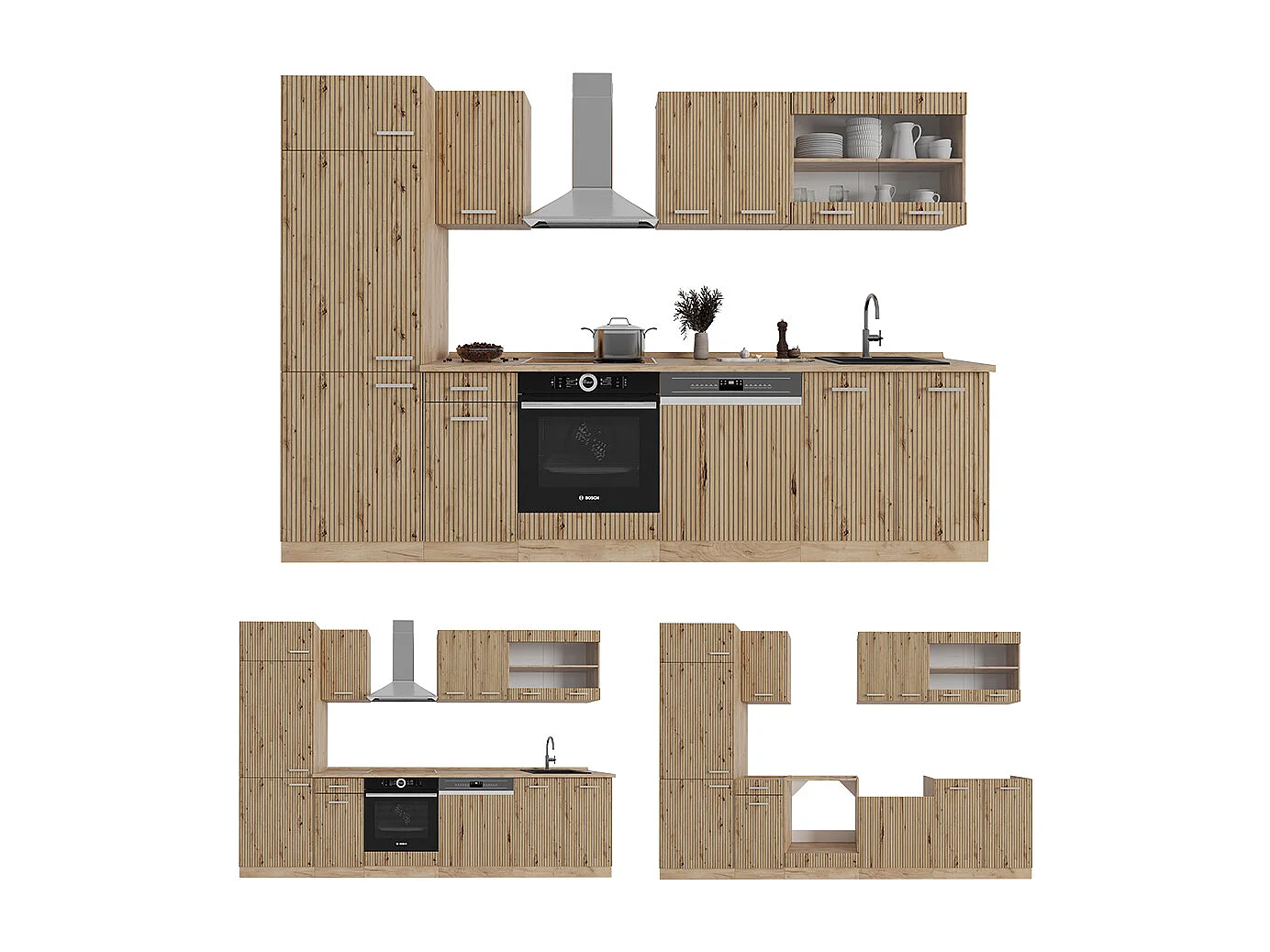 Küchenzeile artisan-eiche/goldkraft eiche 300x60x81.6 r-line