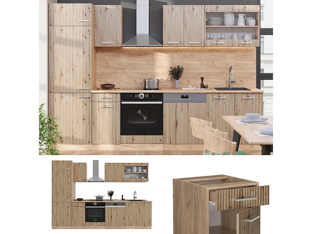 Cuisine chêne artisan/chêne doré 300x60x81.6 r-line