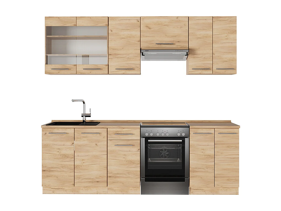 Mueble de cocina roble dorado 240x46x81.6 fame-line