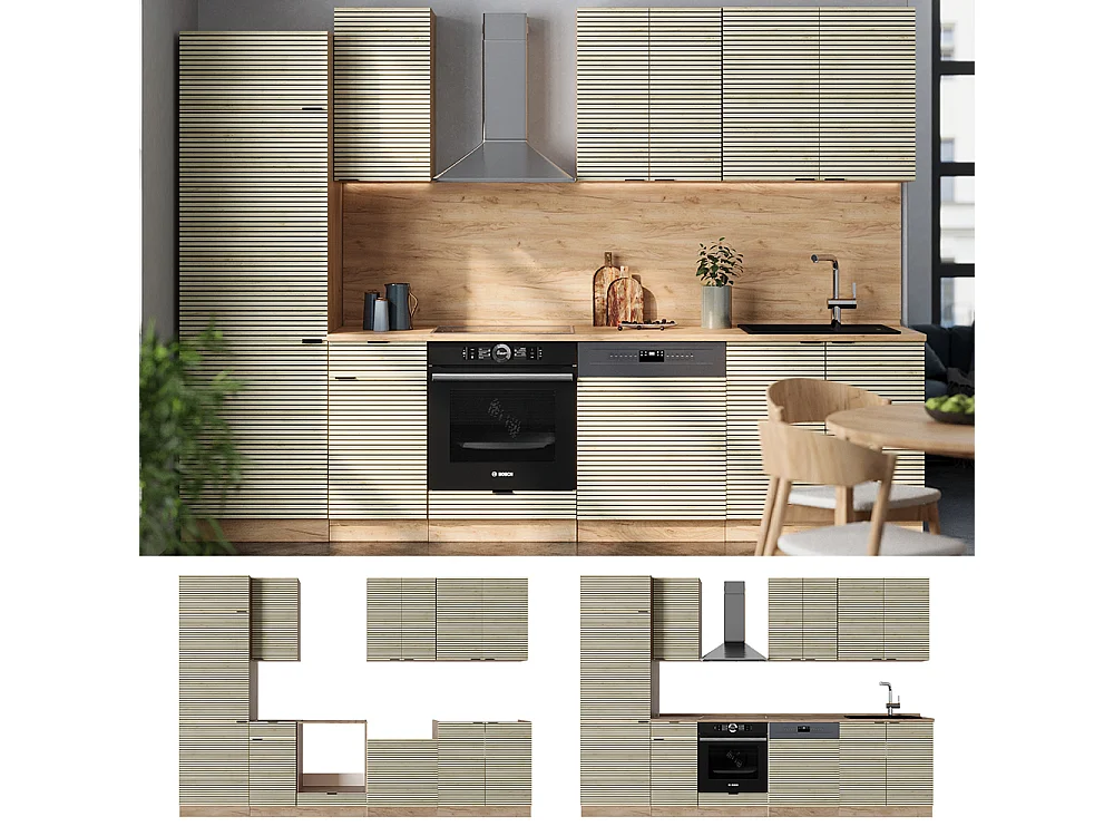 Mueble de cocina panel de roble/roble goldkraft 300x46x81.6 fame-line