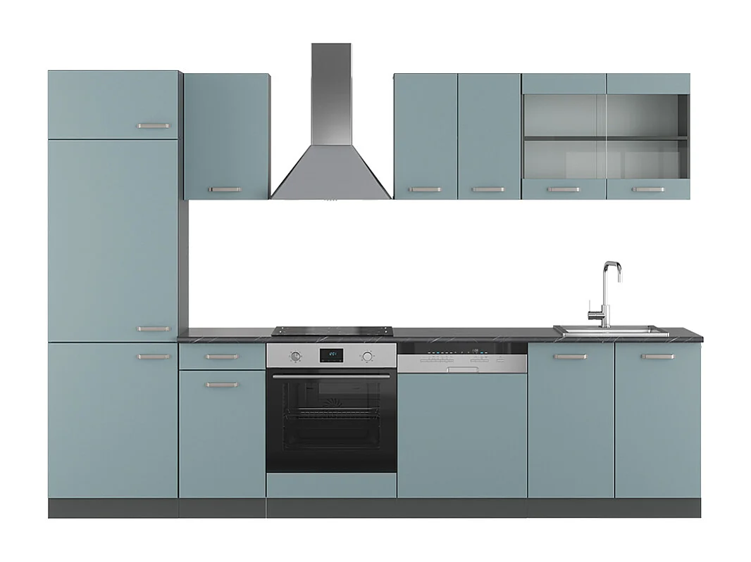 Cucina componibile blu-grigio/antracite 300x60x81.6 r-line