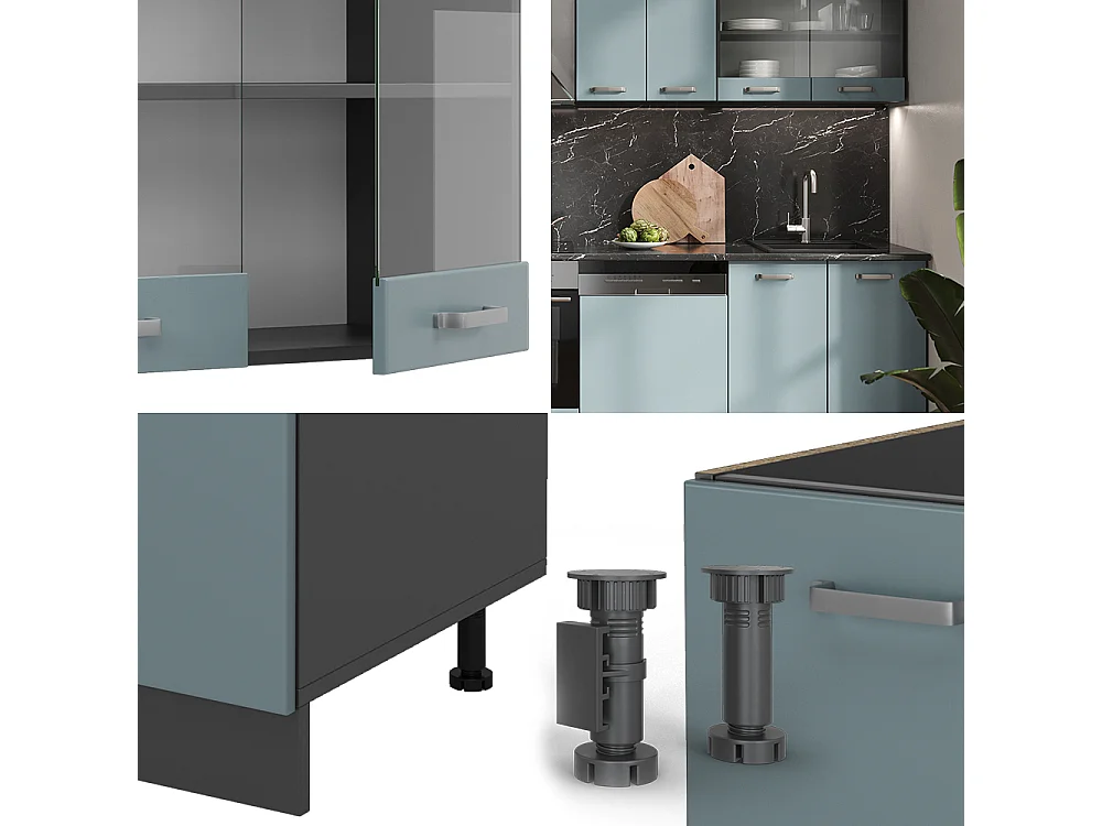 Cucina componibile blu-grigio/antracite 300x60x81.6 r-line