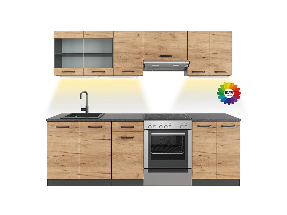 Küchenzeile goldkraft eiche/anthrazit 240x60x81.6 raul