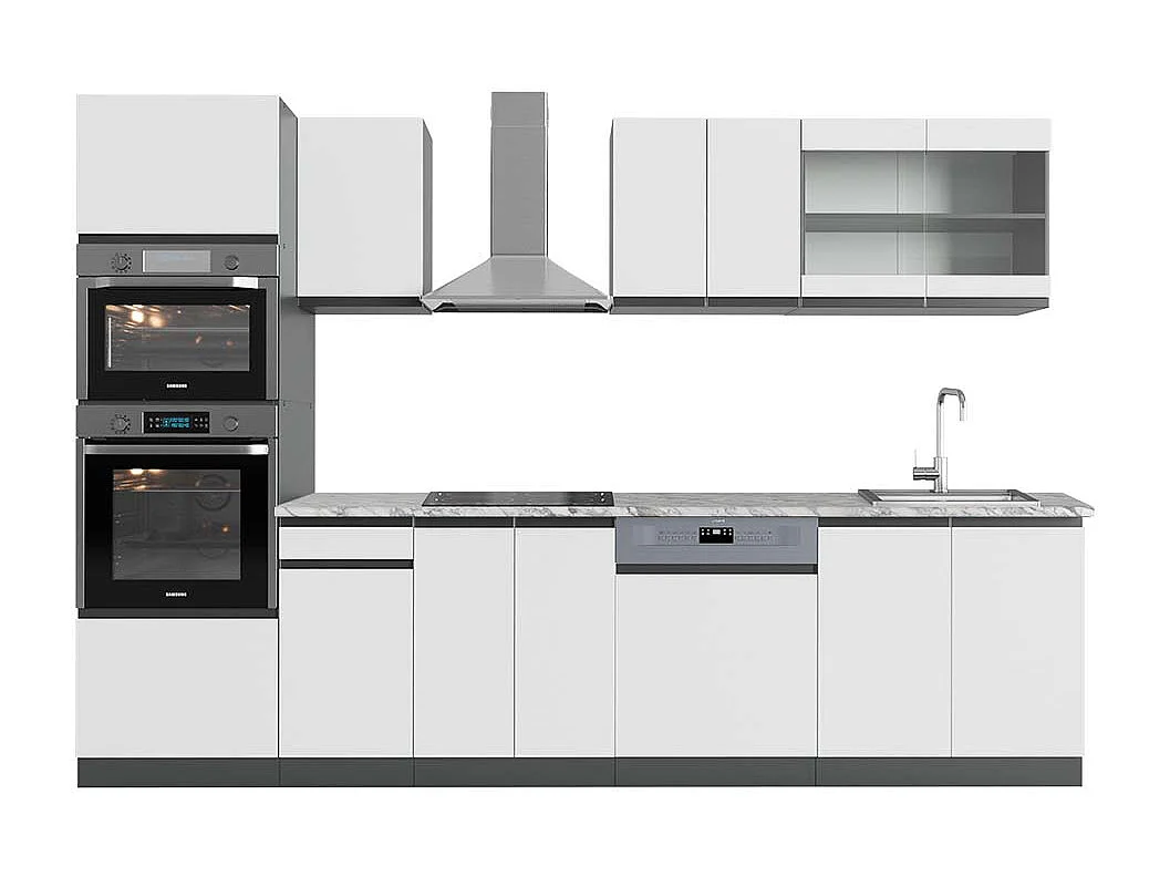 Mueble de cocina blanco/antracita 300x60x81.6 r-line