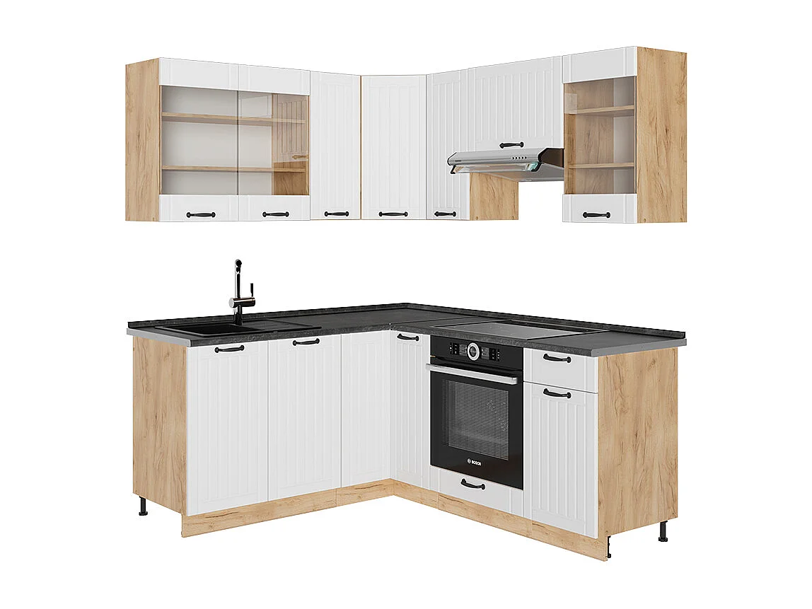Hjørnekøkken hvid landhus 190x60x81.6 fame-line