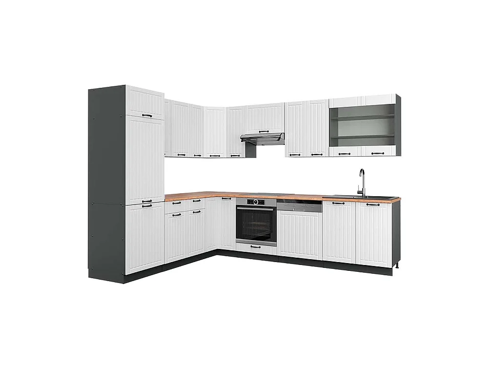 Cucina angolare completa Bianco rustico/antracite 287x60x81.6 fame-line