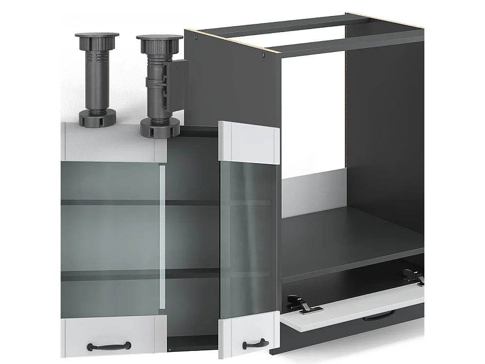 Cucina angolare completa Bianco rustico/antracite 287x60x81.6 fame-line