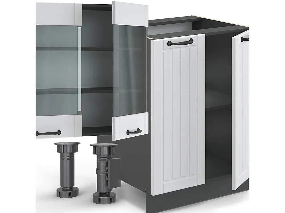 Mueble de cocina casa de campo blanca/antracita 300x60x81.6 fame-line