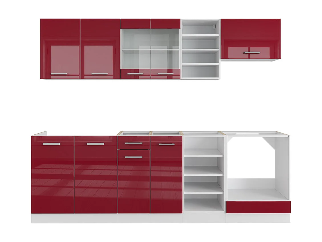 Cucina componibile rosso lucido/bianco 240x60x81.6 r-line