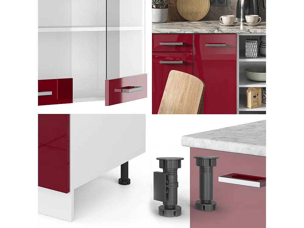 Cuisine rouge brillant/blanc 240x60x81.6 r-line