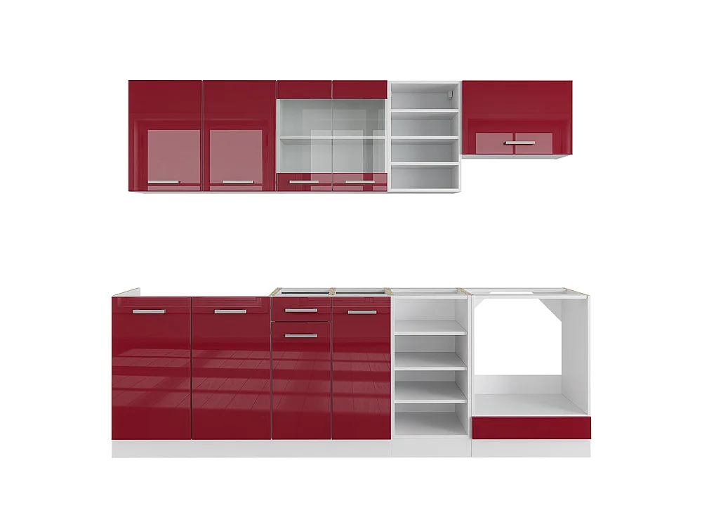 Cuisine rouge brillant/blanc 240x60x81.6 r-line