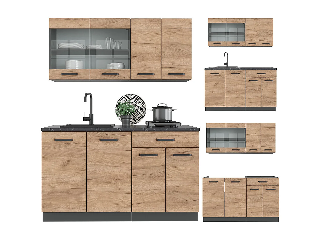 Cocina versátil oro power roble/antracita 140x60x81.6 r-line