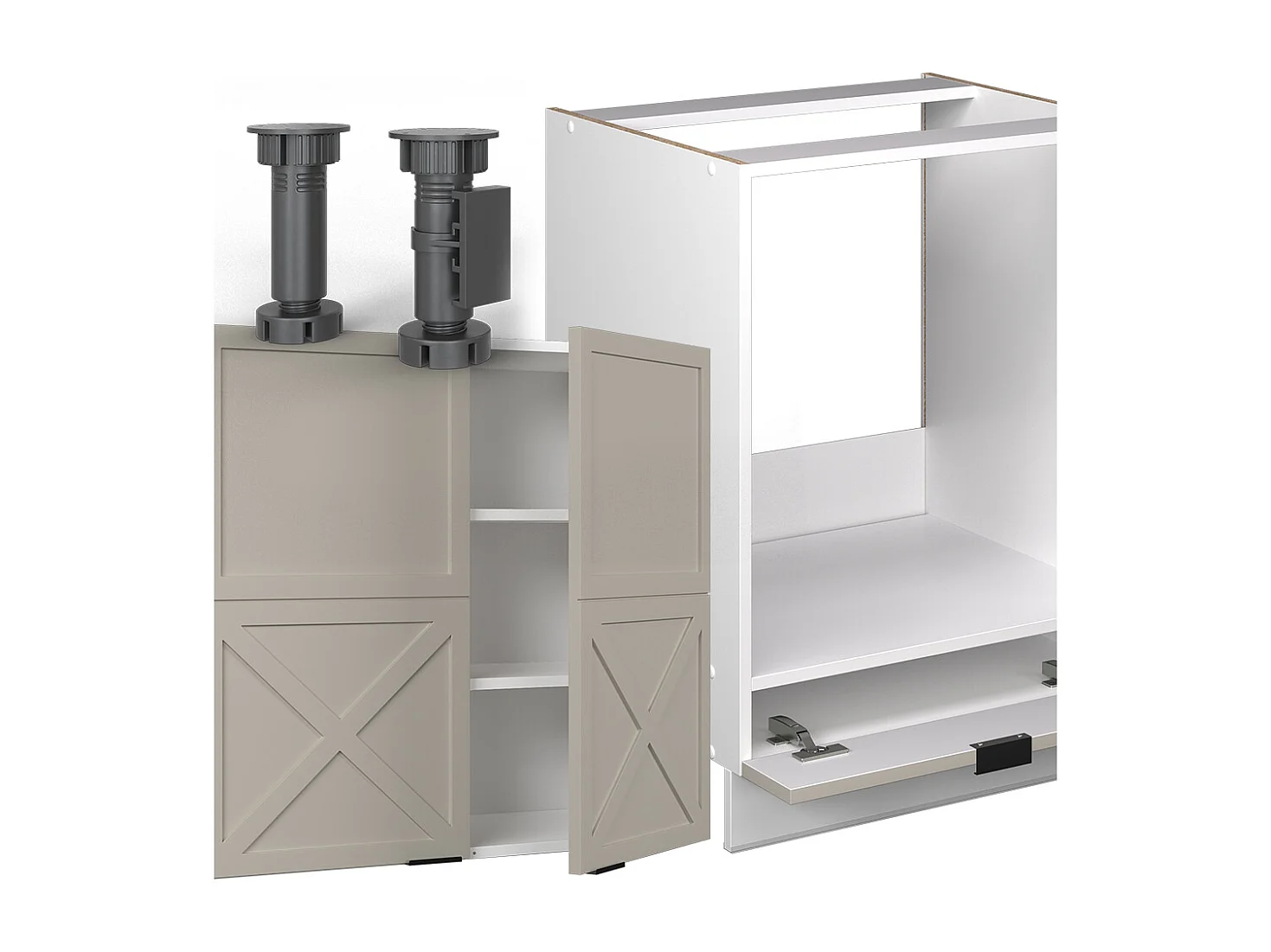 Cuisine en angle grisbeige/blanc 287x60x81.6 fame-line